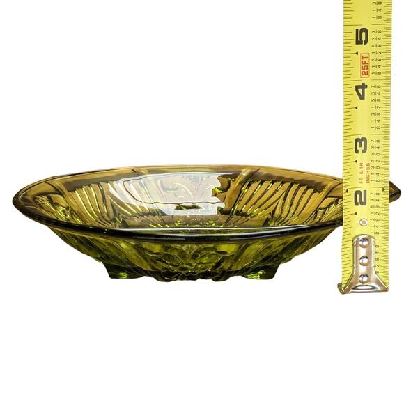 Vintage Divided Indiana Glass Side Condiment Vegetable Dish Plate Green Retro - Picture 6 of 16